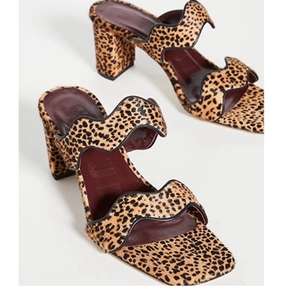 NEW STAUD Frankie Wavy Cheetah Print Calf Hair Block Heel Sandals Sz 8.5 - Picture 6 of 16